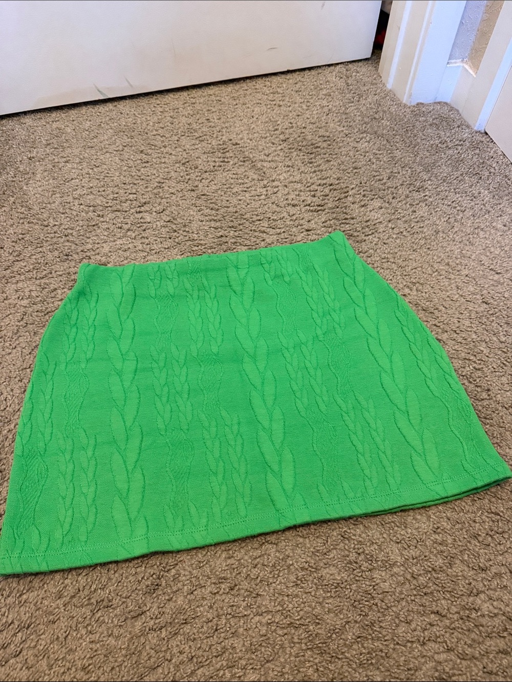 Zara Bright Green Cable Knit Mini Skirt